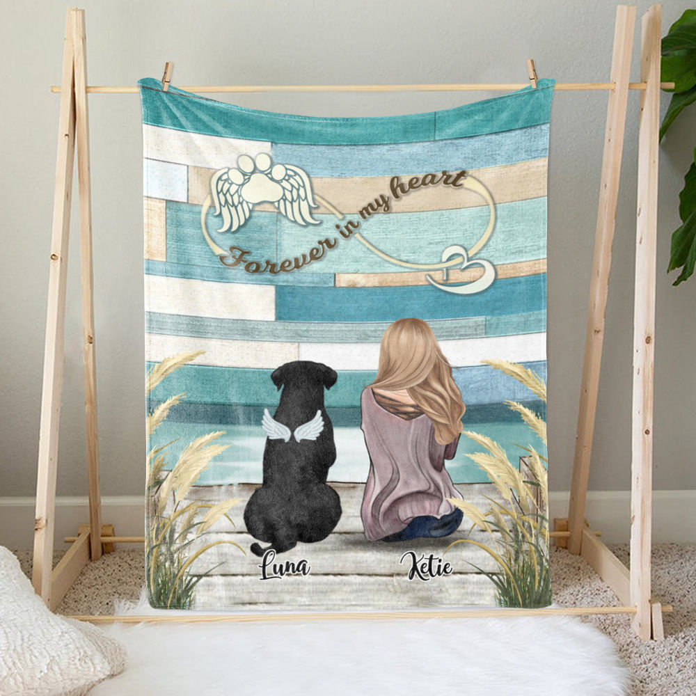 Personalized Fleece Blanket - Forever In My Heart (Loss of Dogs)_1