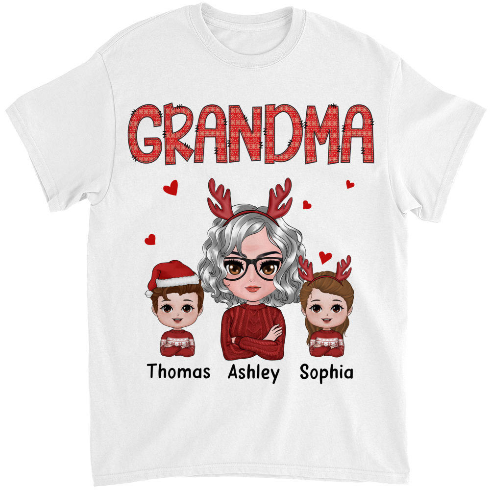 Personalized Shirt - Gift For Grandma - Christmas Pattern Grandma And  Grandkids - Christmas Gifts, Christmas Gift For Grandma (