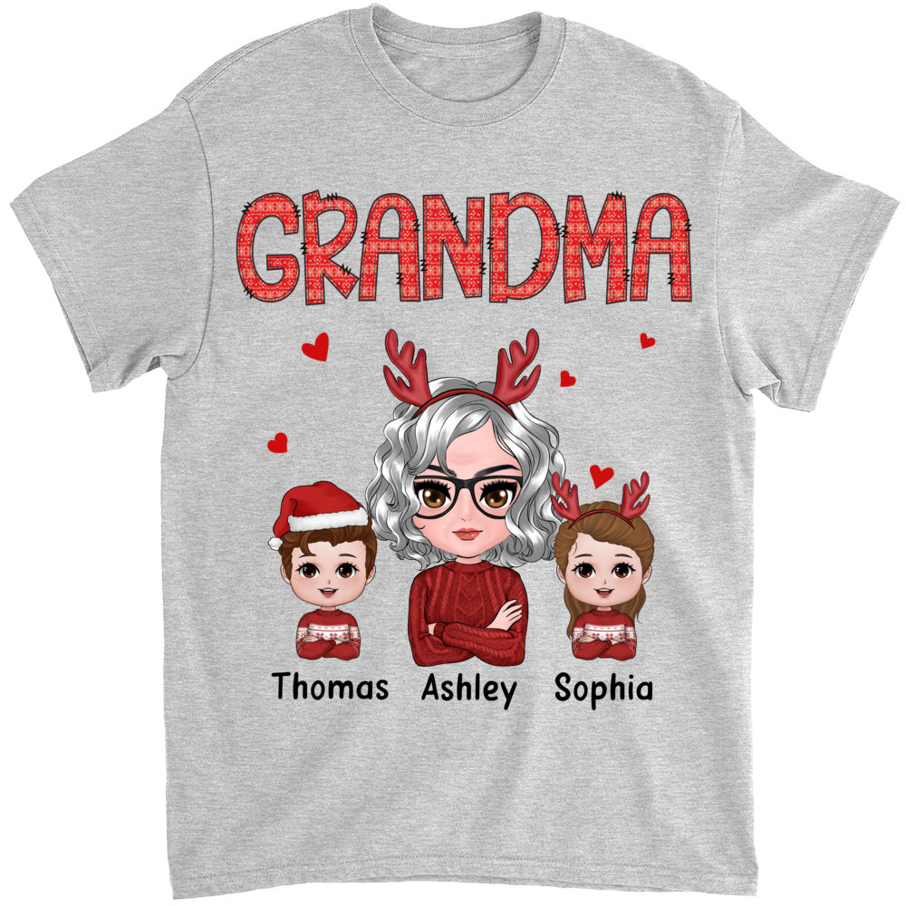 Personalized Shirt - Gift For Grandma - Christmas Pattern Grandma And  Grandkids - Christmas Gifts, Christmas Gift For Grandma (