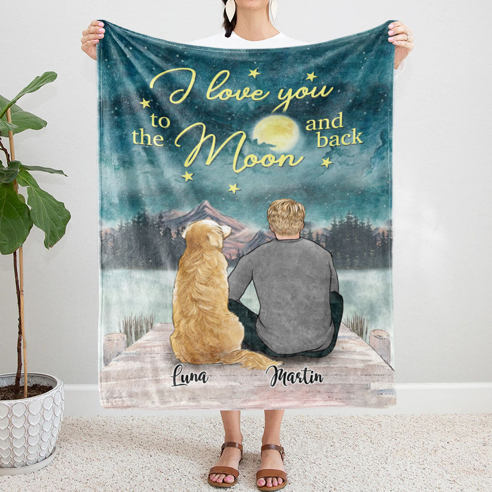 Personalized Blanket - I Love You To The Moon And Back Custom Blanket