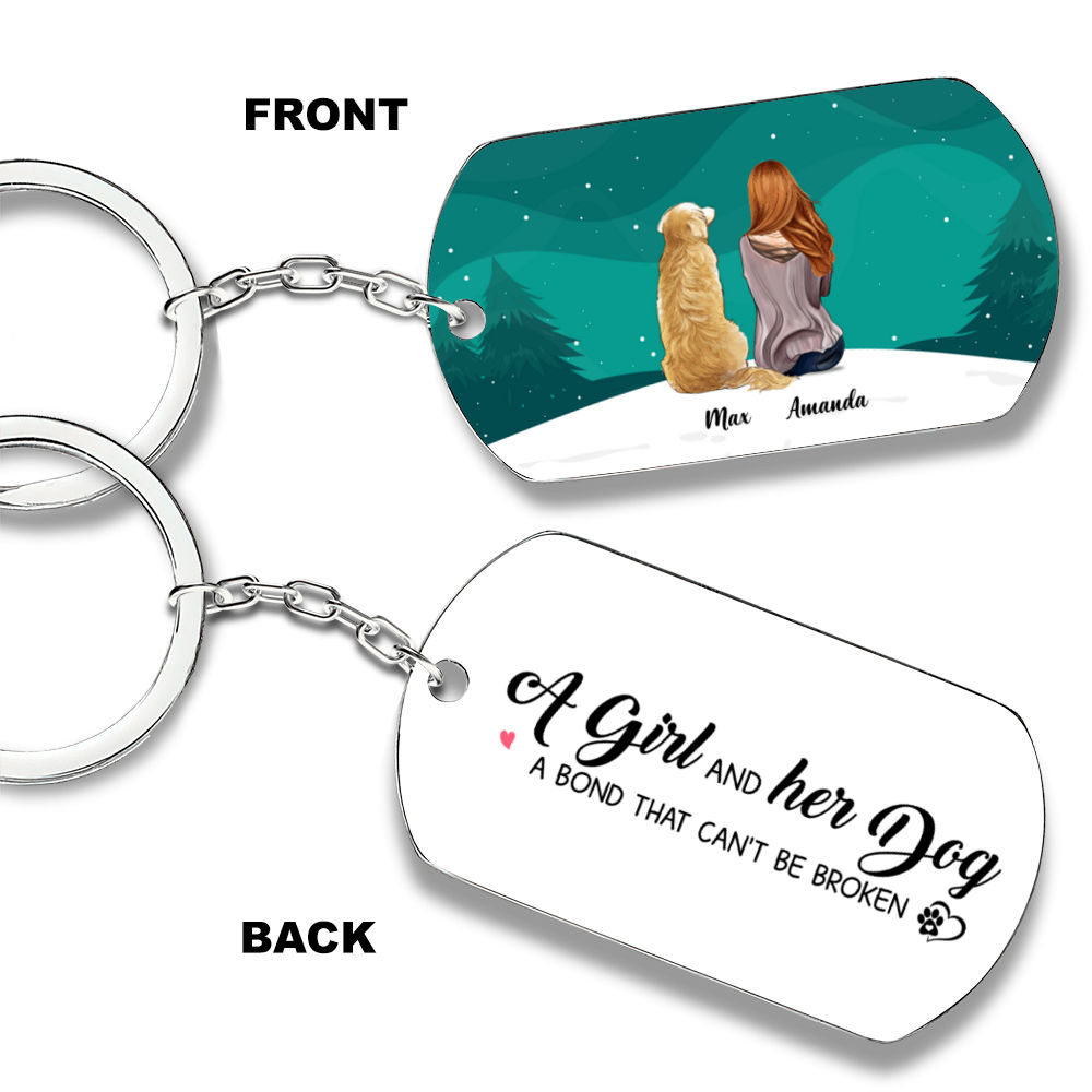 Personalized Keychain - Dog Lover Gift - A girl and her dog, a bond that can't be broken (v2)_1