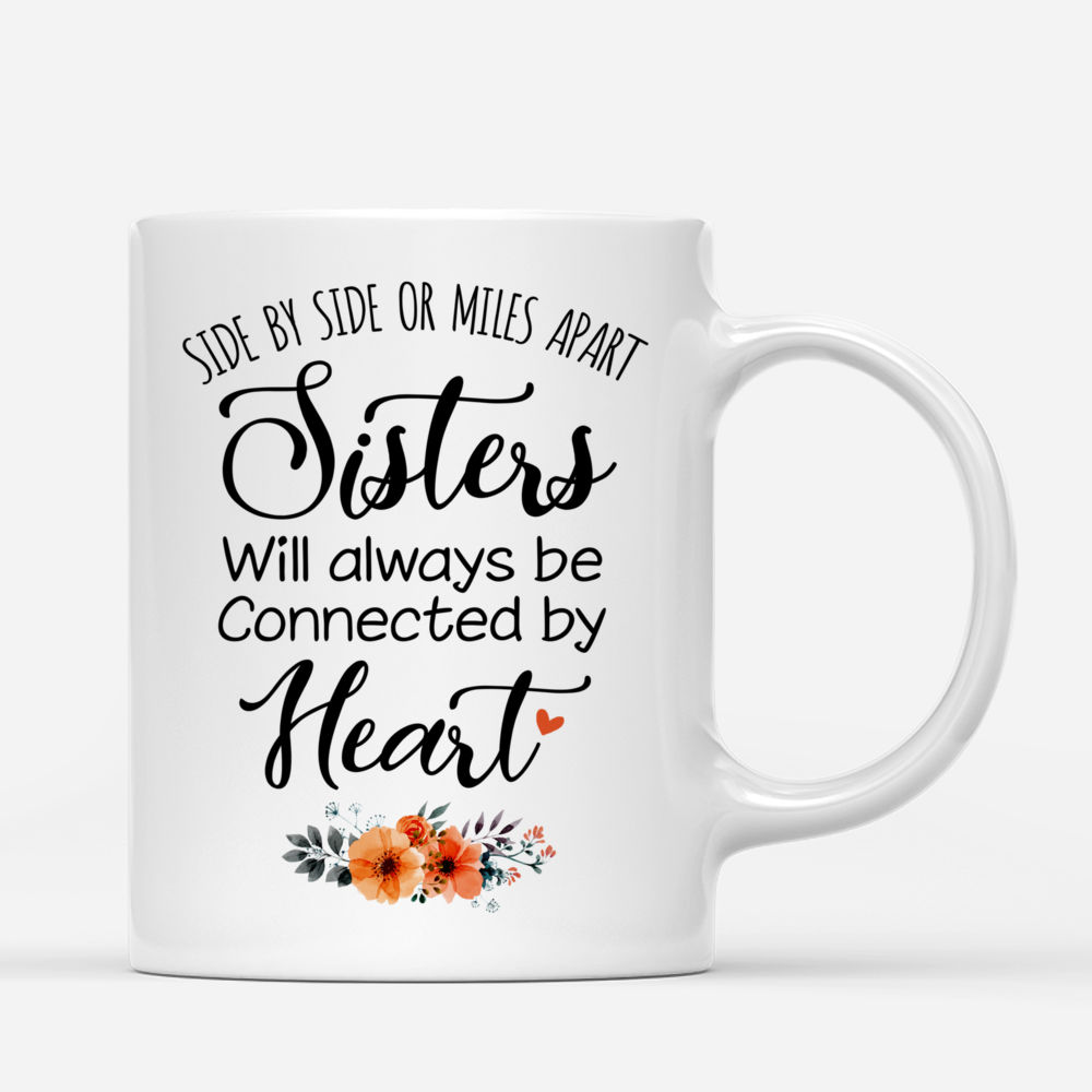 Personalized Mug - Up to 5 Girls - Side by side or miles apart, Sisters will always be connected by heart - Autumn Tree_2