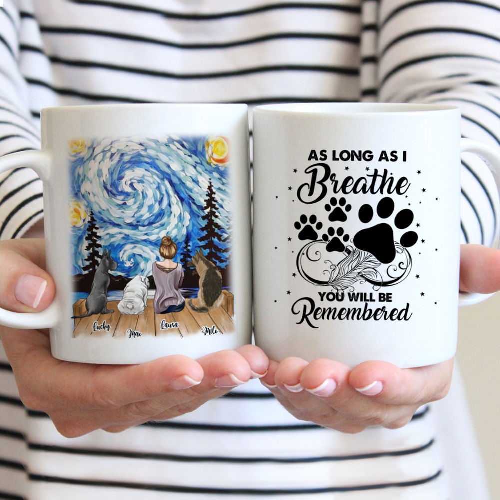 Personalized Mug - Girl and Dogs - As Long As I Breathe You Will Be Remembered