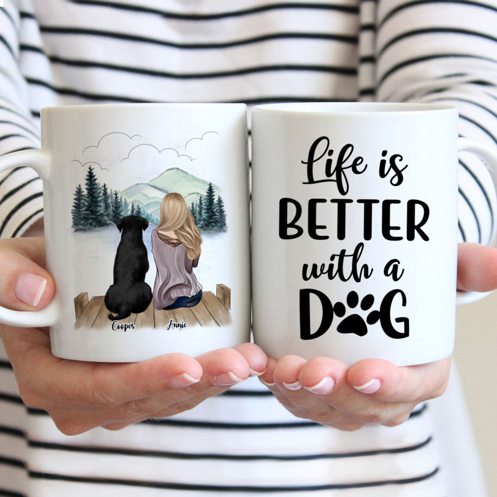 Personalized Mugs For Girl and Dogs - Life Is Better With Dogs