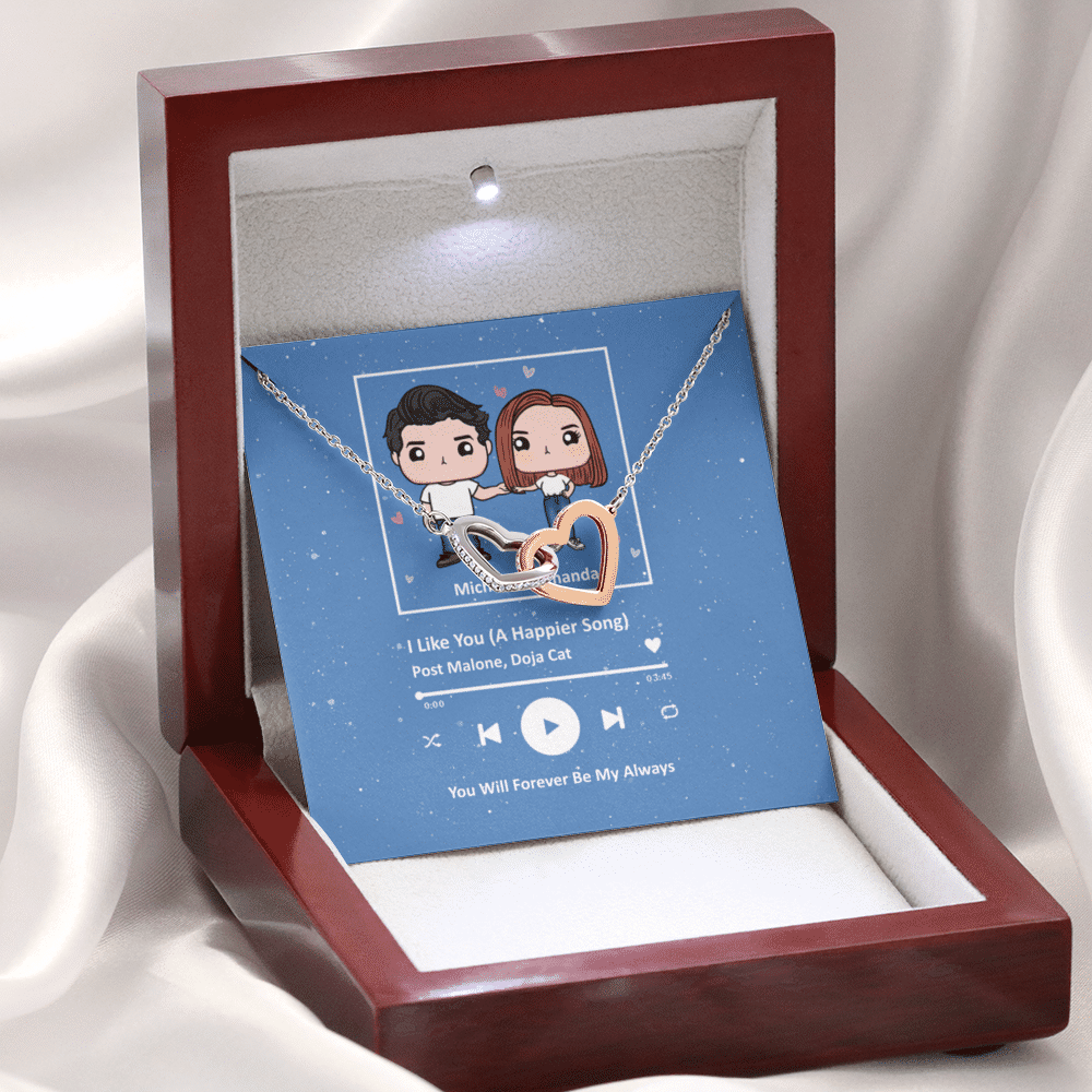 Personalized Necklace - Interlock Necklace - Couple Figure - Anniversary  Gifts - Valentine's Day Gifts For Her, Wife, Girlfriend, Gifts For Couple