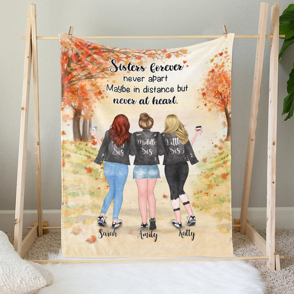 Custom Fleece Blanket - Sister Forever, Never Apart (Autumn Tree)_1