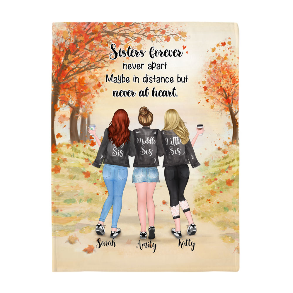 Custom Fleece Blanket - Sister Forever, Never Apart (Autumn Tree)_2