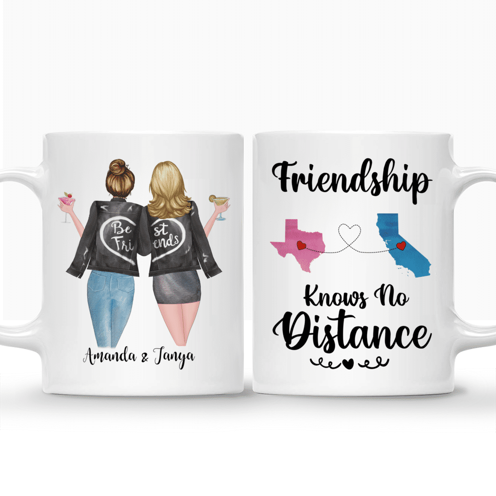 Personalized Mug - Best friends Gifts - Friendship Knows No Distance 50 States - Birthday Gifts, Christmas Gifts for Friends, Sisters_3