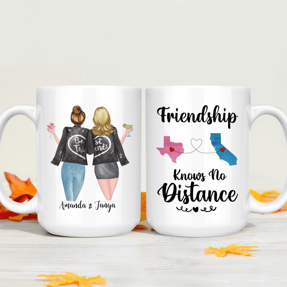 Personalized Mug - Best friends Gifts - Friendship Knows No Distance 50  States - Birthday Gifts, Christmas Gifts for Friends, Sisters