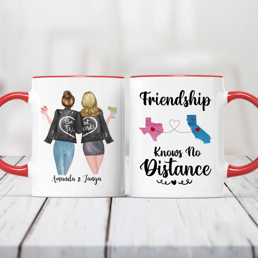 Personalized Friendship Mug Friendship Knows No Distance Mug