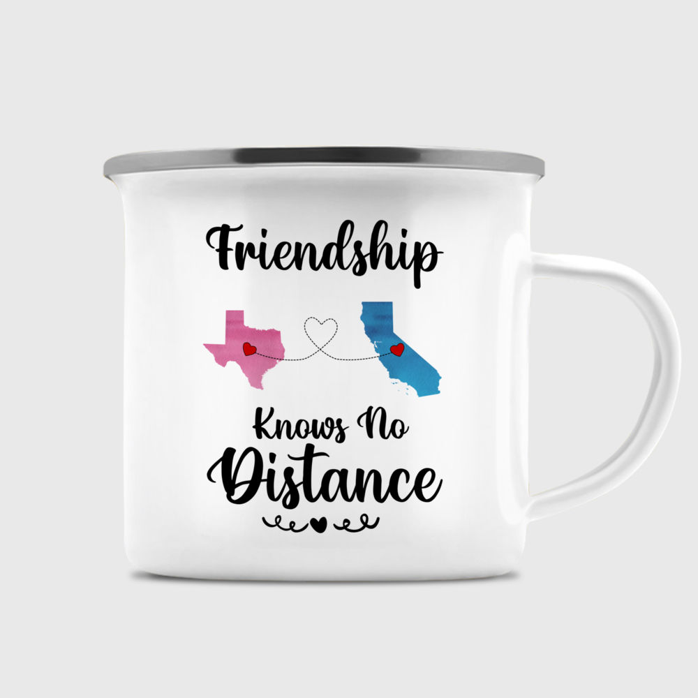 Personalized Mug - Best friends Gifts - Friendship Knows No Distance 50  States - Birthday Gifts, Christmas Gifts for