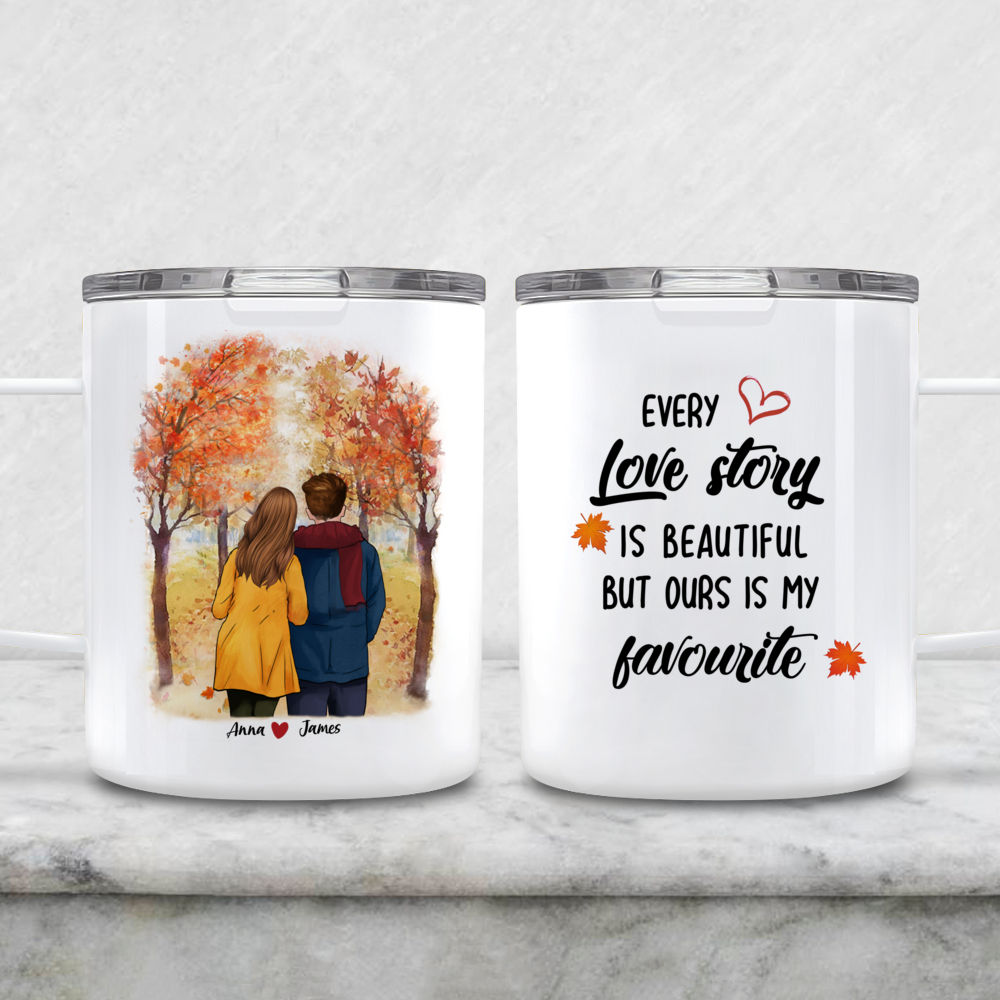 Gossby Taza personalizada con texto en inglés Every love story is  beautiful but our is my favorite Couple Togeth, taza para parejas, regalo  a juego