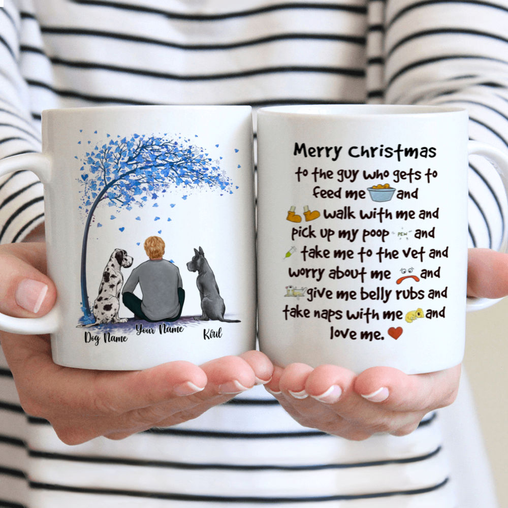 Man and Dogs - Merry christmas - Personalized Mug