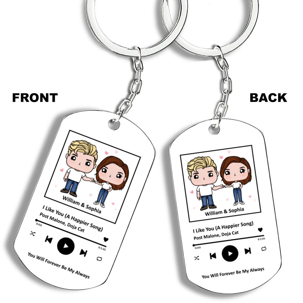 Personalized Keychain - Personalized Song Keychain - Couple Figure - Anniversary Gifts (SS1)_1