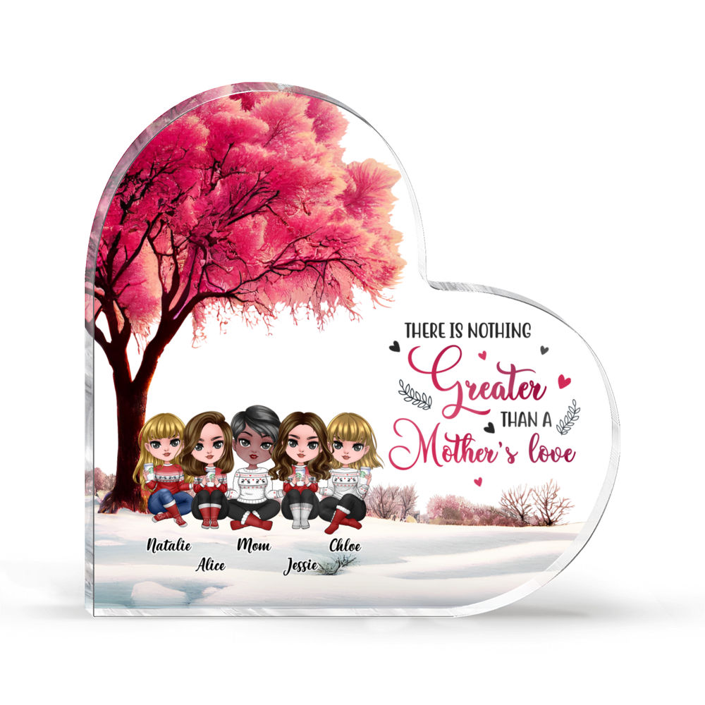 Personalized Desktop - Transparent Plaque - Mother and daughter - There is nothing greater than a mother’s love (Custom Heart-Shaped Acrylic Plaque)_4