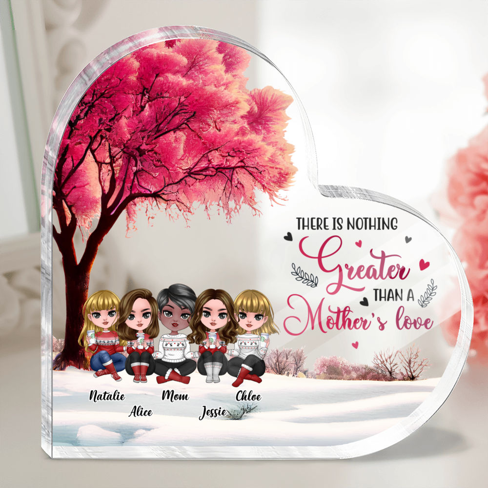 Personalized Desktop - Transparent Plaque - Mother and daughter - There is nothing greater than a mother’s love (Custom Heart-Shaped Acrylic Plaque)_3