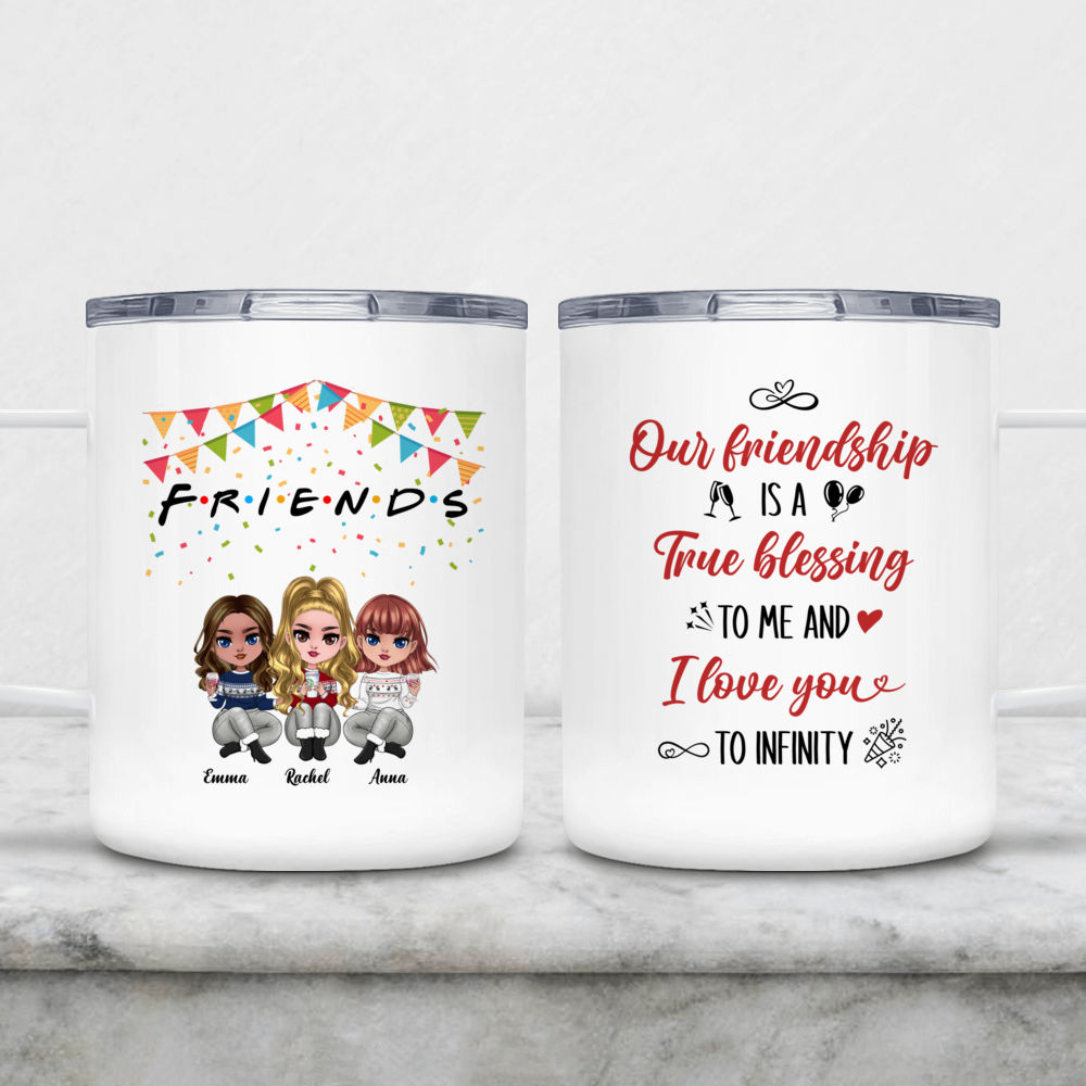 Personalized Mug - Besties Mug - Friends our friendship is a true blessing  to me and I love you to infinity - Merry Christmas