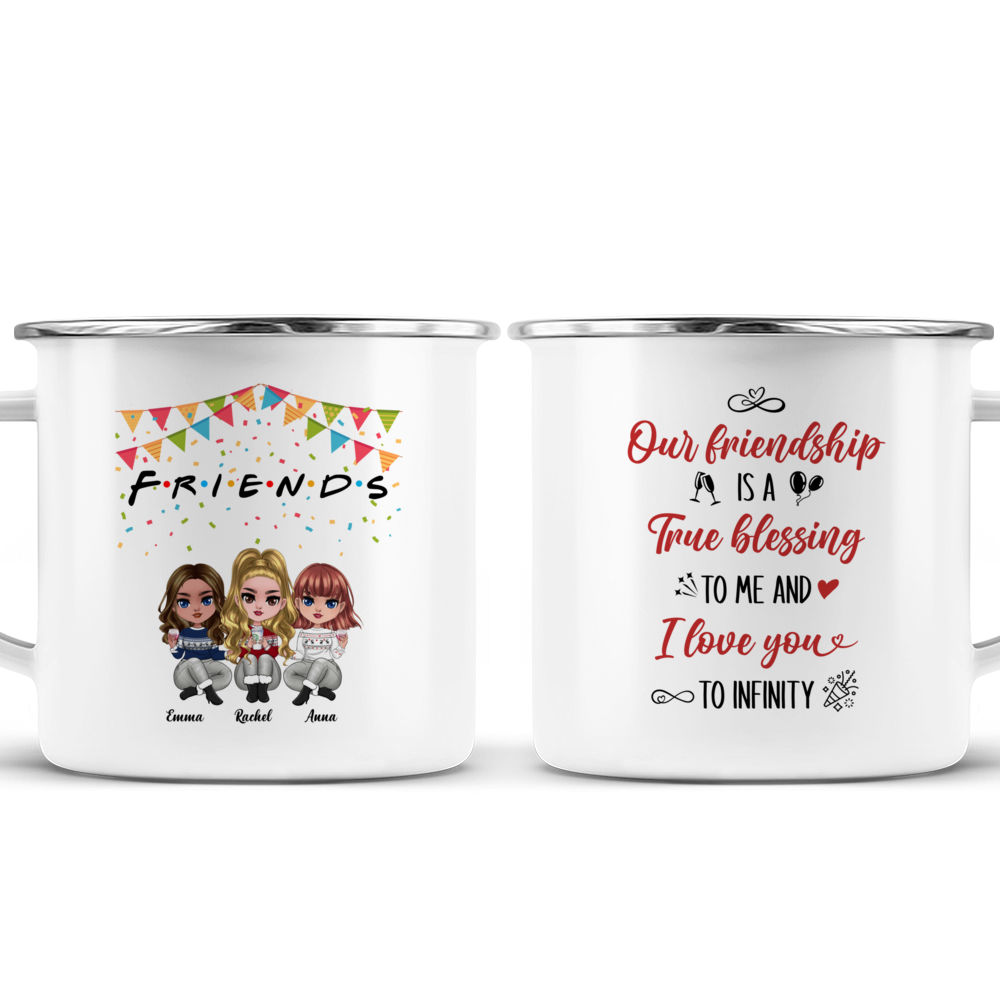 Personalized Mug - Besties Mug - Friends our friendship is a true blessing  to me and I love you to infinity - Merry Christmas