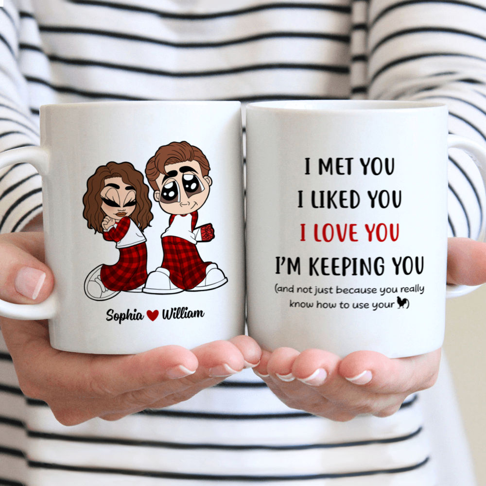 Personalized Mug - Lovebirds - I Met You I Liked You I Love You I'm Keeping You - Valentine's Gifts For Couples (1027-1)