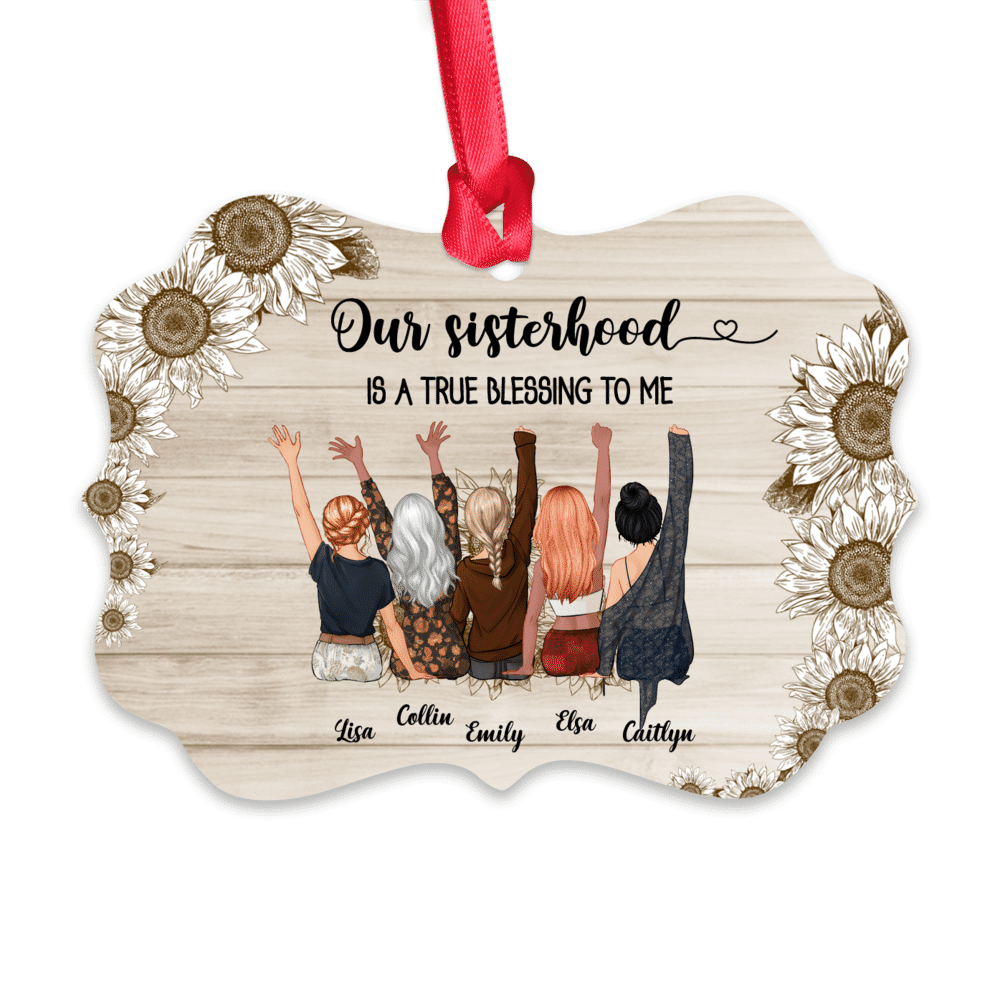 Personalized Ornament - Sisters Ornament - Our sisterhood is a true blessing to me (Custom Aluminium Medallion Ornament)_2