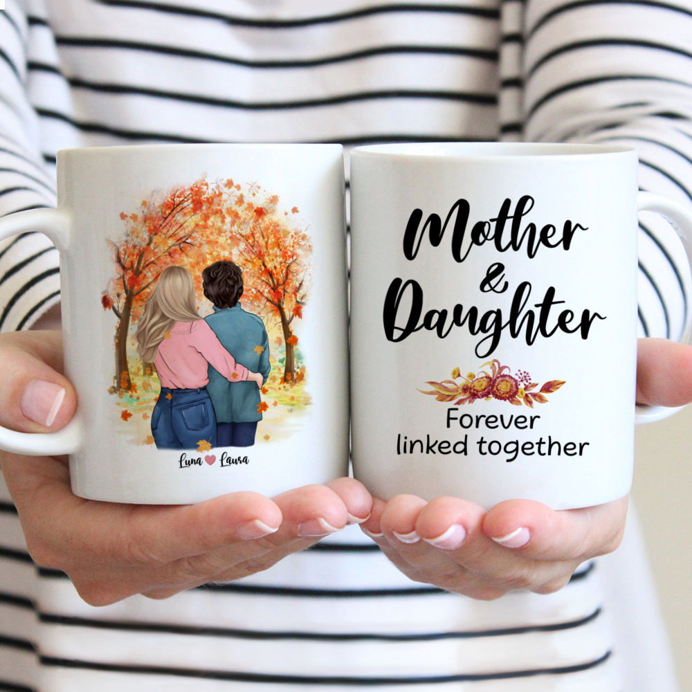 Mother and Daughter Forever Linked Together Personalized Mug