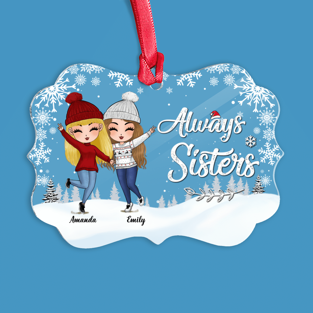 Personalized Ornament - Dancing Dolls - Transparent Ornament - Christmas Gifts - Always Sisters (1102-12)_1