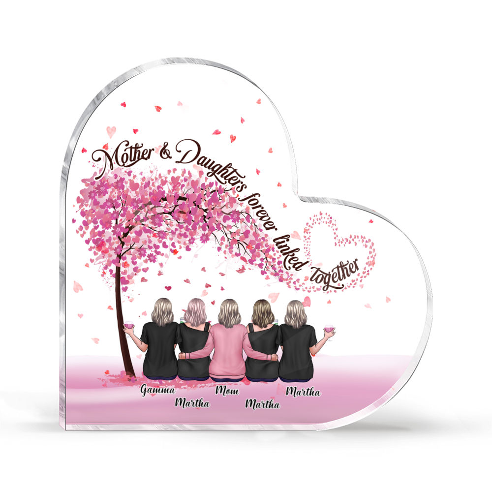 Transparent Plaque - Mother Daughters Gifts - Mother  Daughters Forever Linked Together (Custom Heart-Shaped Acrylic Plaque)_6