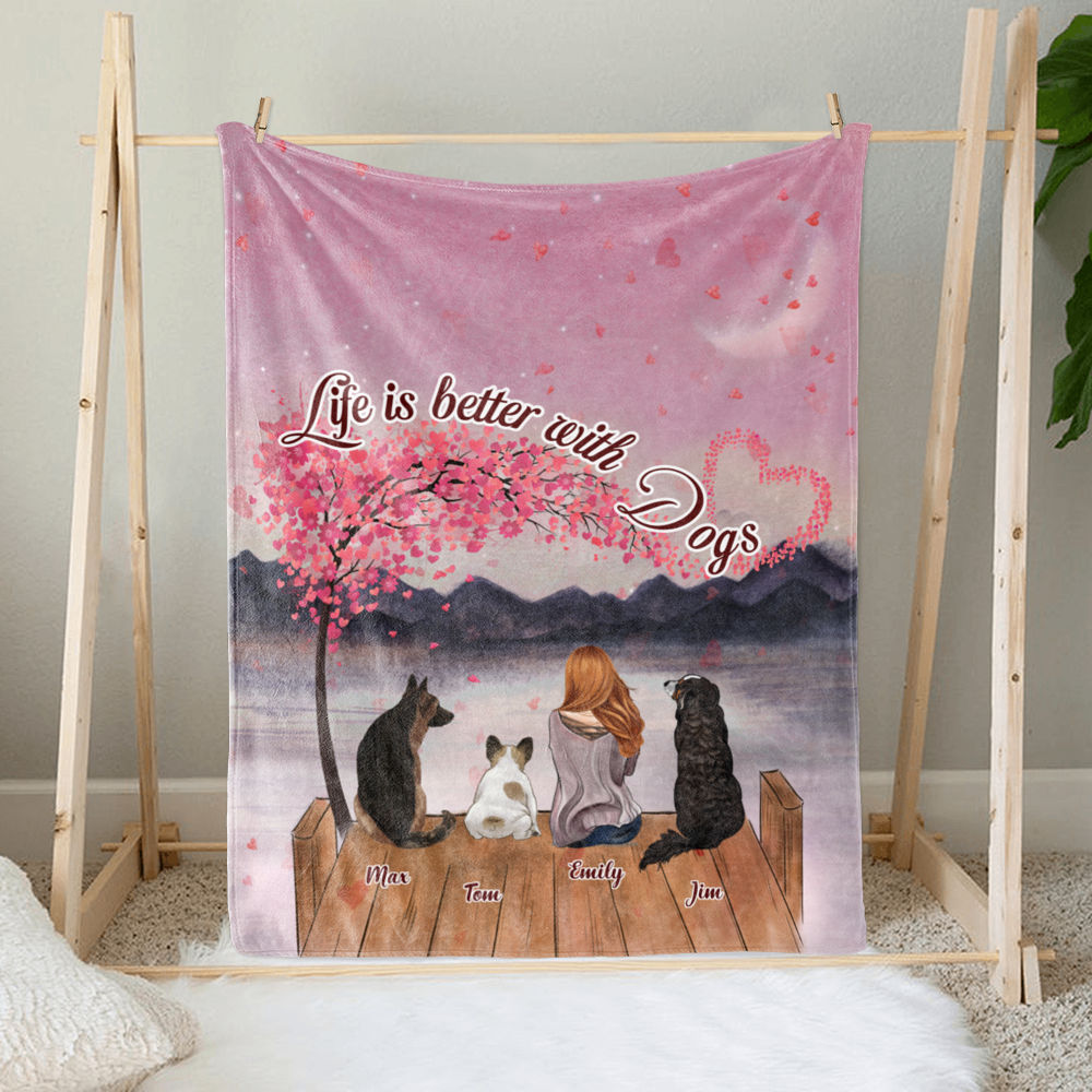 Dog Lovers Blanket Life is better with a dog Personalized Blanket
