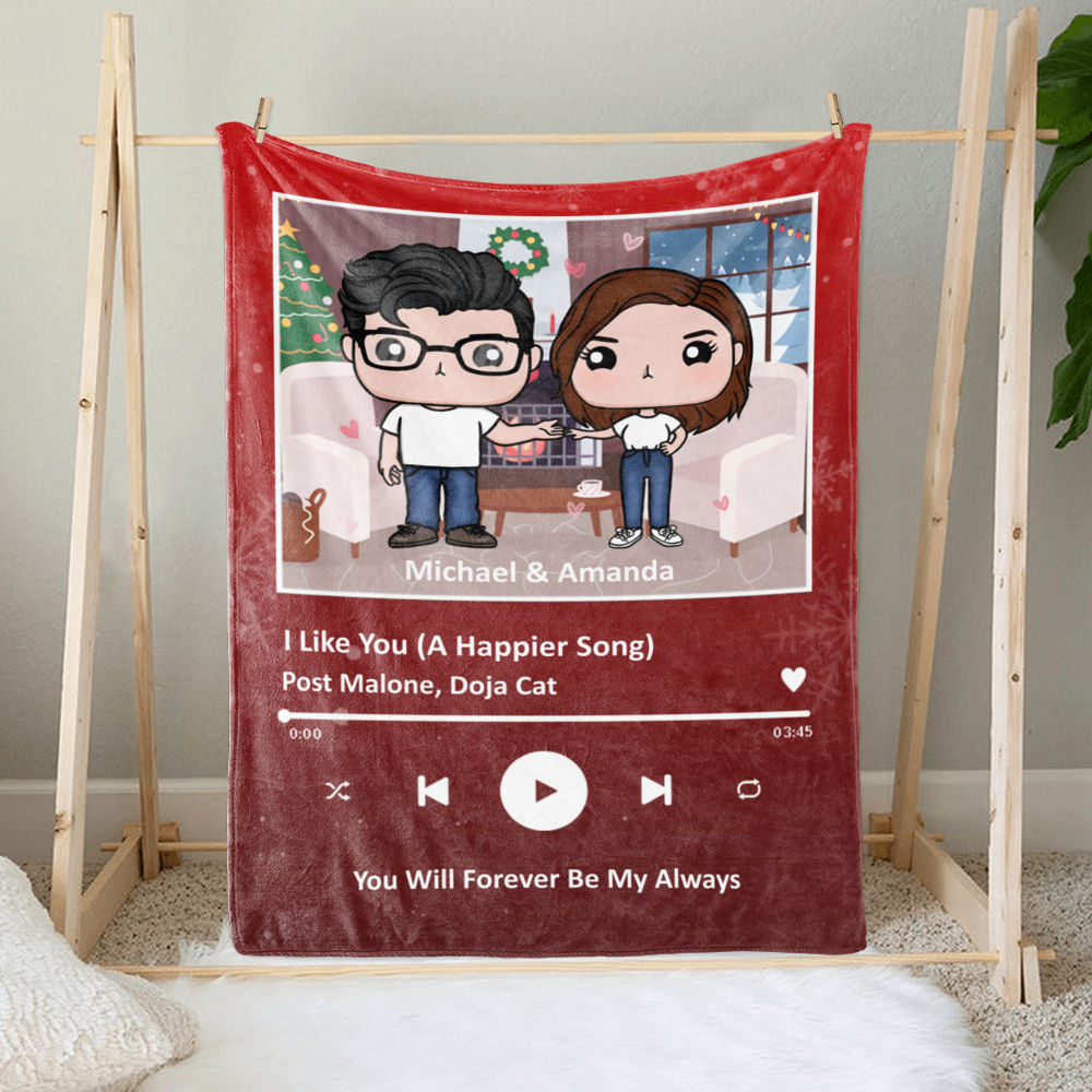Personalized Blanket - Song Blanket - Couple Figure - Christmas