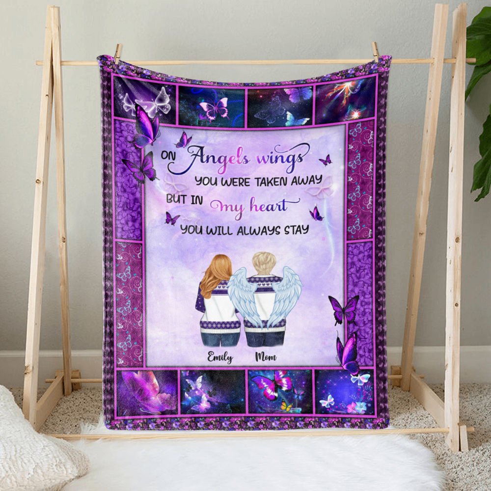 Family - On Angels Wings you were taken away but in my heart you will always stay - Blanket - Personalized Blanket_2