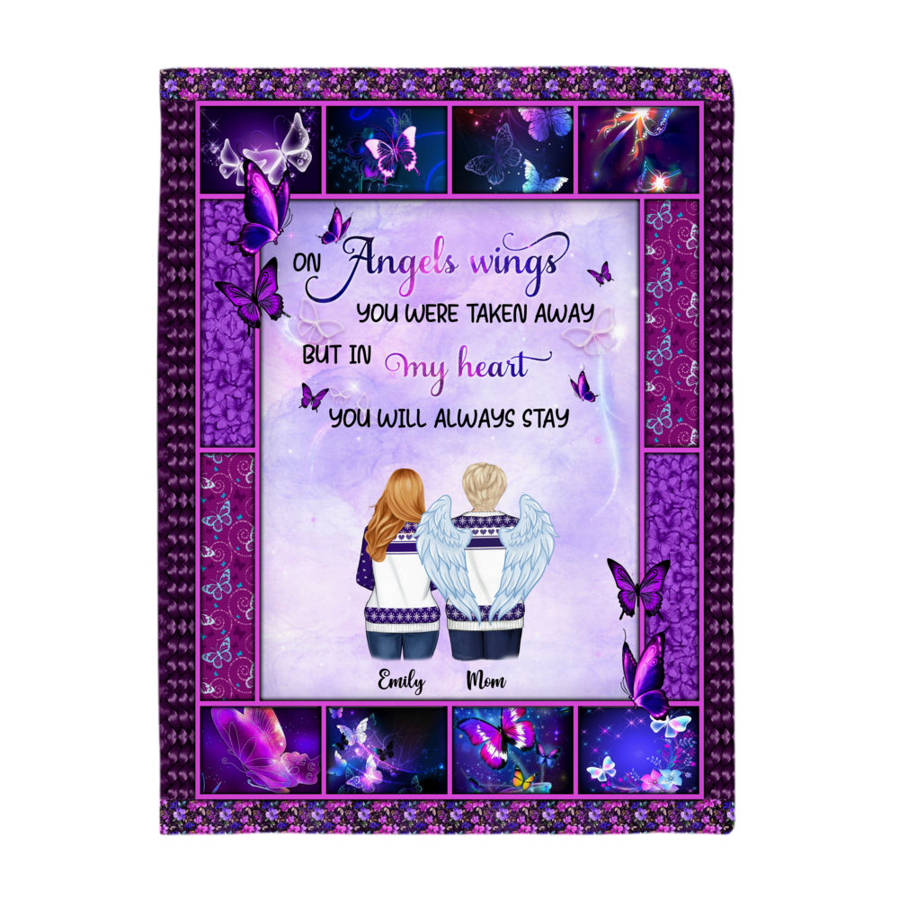 Family - On Angels Wings you were taken away but in my heart you will always stay - Blanket - Personalized Blanket_3