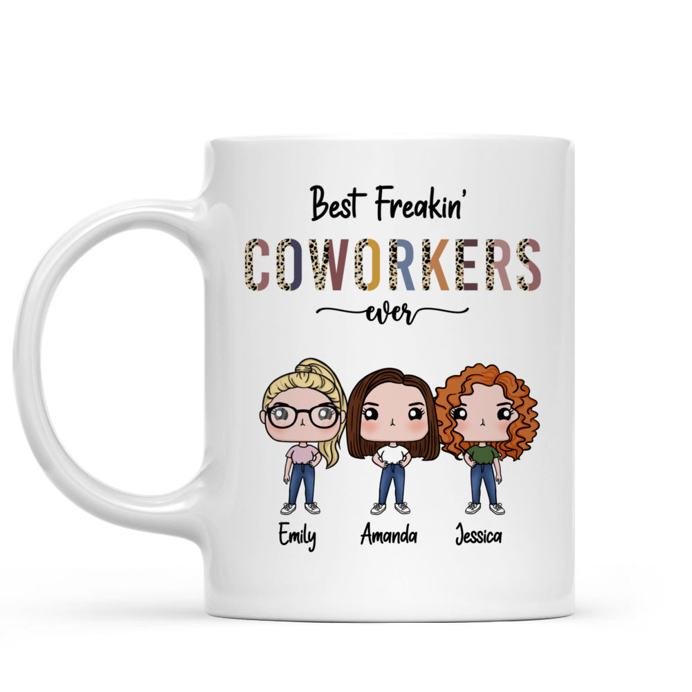 Personalized Wine Glass - Work Bestie Figures - Best Freakin Coworkers Ever - Farewell Gifts - Birthday Gifts, Christmas Gifts For Coworkers (1113)_4