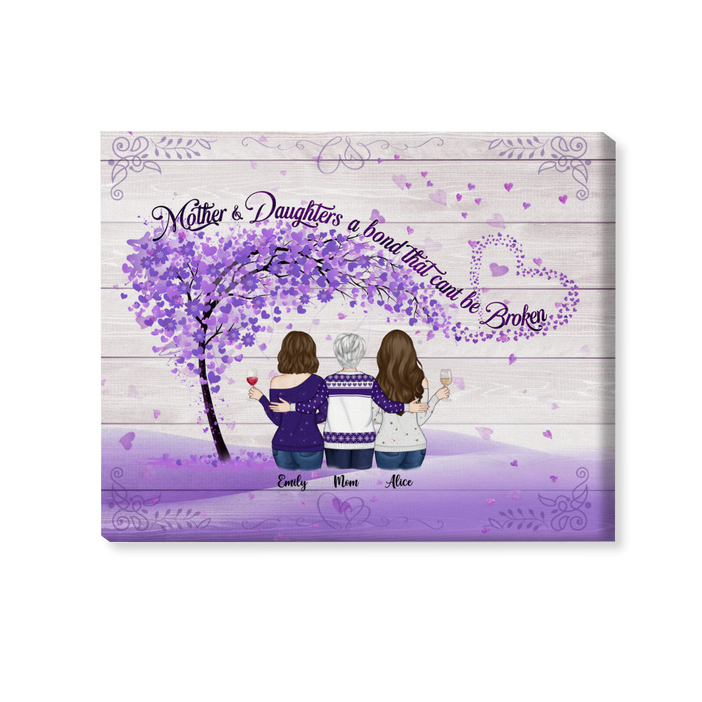 Personalized Wrapped Canvas - Mother and Daughters - Mother and daughter a bond that cant be broken - Canvas_1