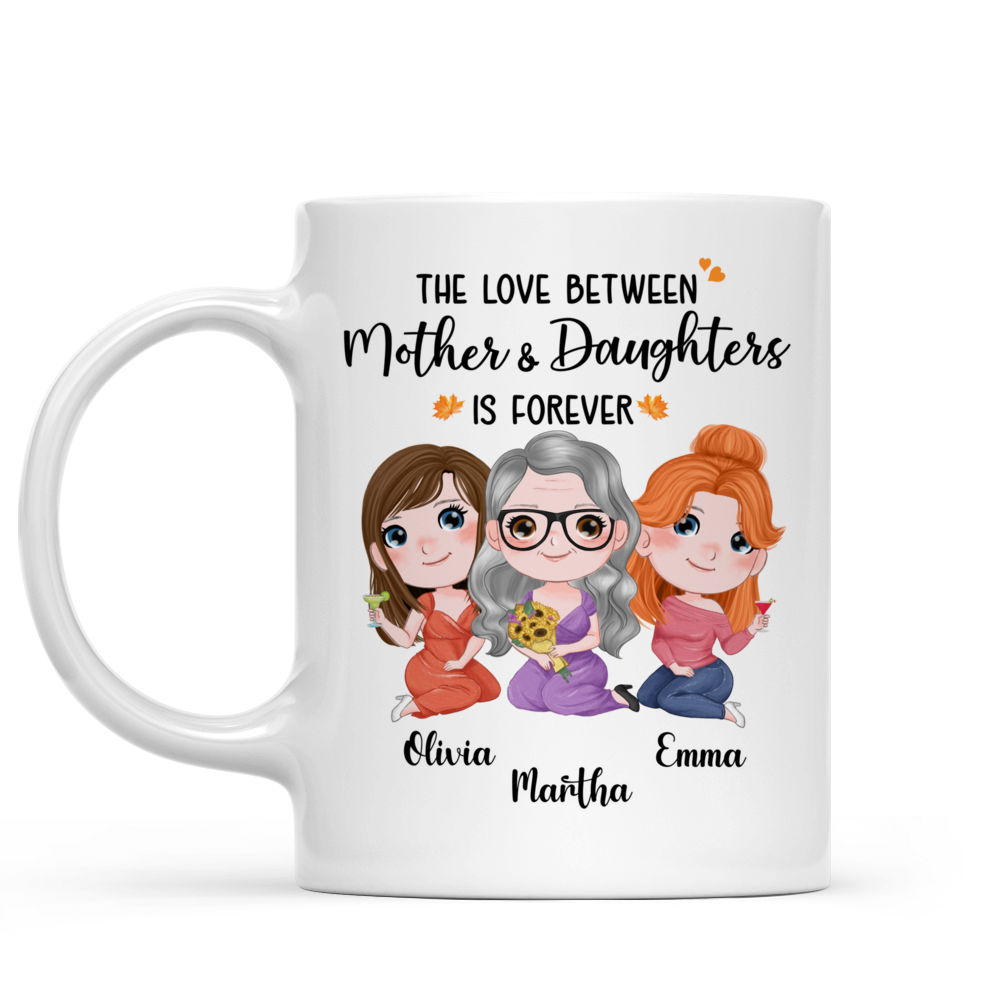Mother & Daughter Mug - The Love Between A Mother & Daughters Is Forever - Personalized Mug