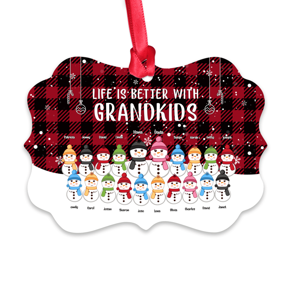 Personalized Ornament - Grandkid  - Xmas Ornament - Life is better with grandkids - Christmas Gift For Family, Grandma, Grandpa, Grandkids - Snowman Family_5