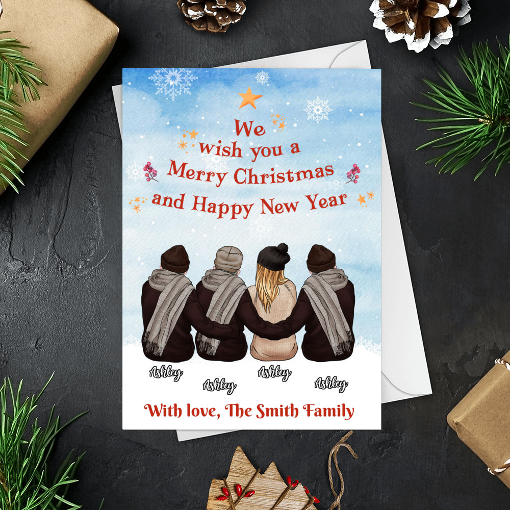 Personalized Card - Personalized - Christmas Gift - Christmas Postcard - Wish you a Merry Christmas and Happy New Year