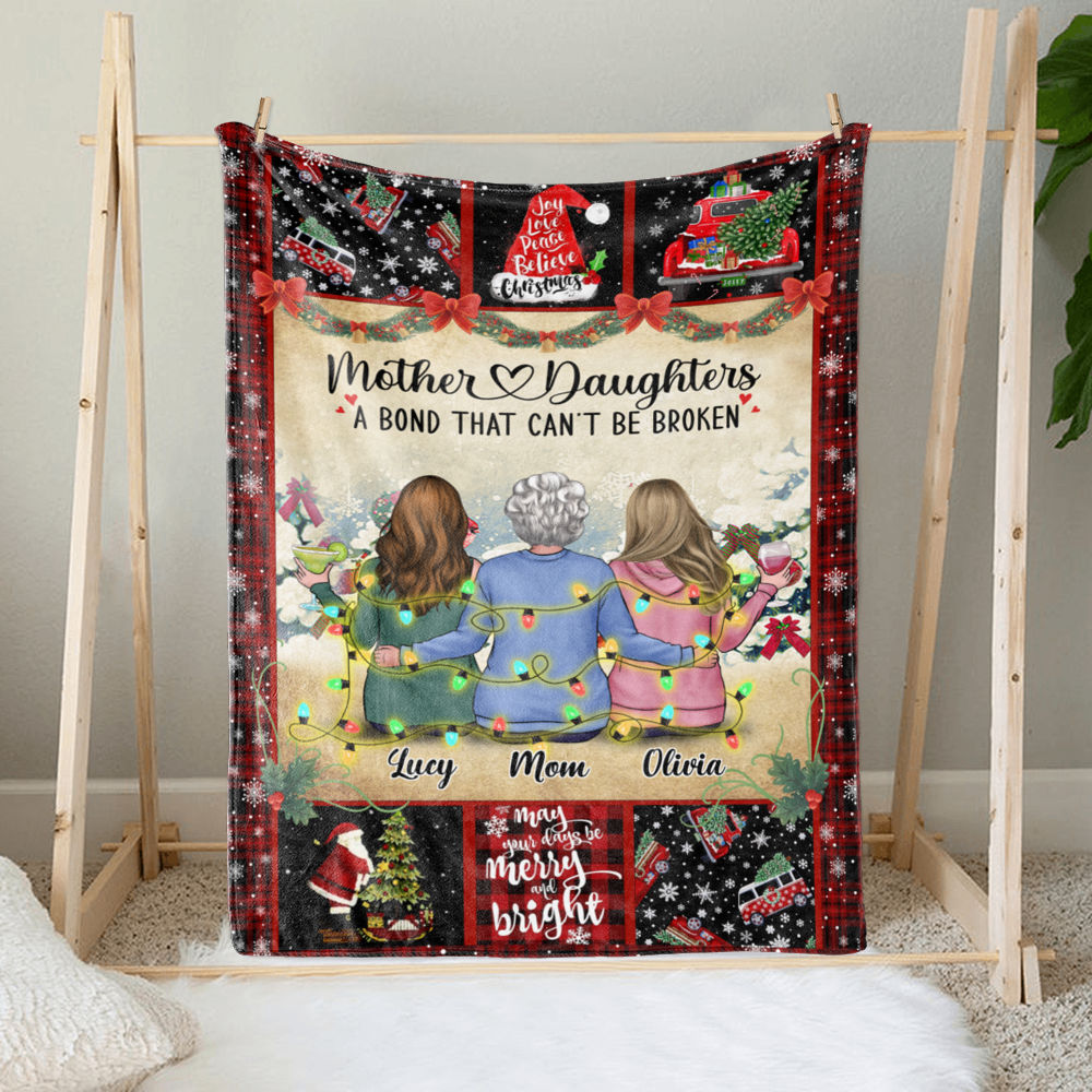 Family - Mother & Daughters a bond that can't be broken - H2 - Blanket - Personalized Blanket_2