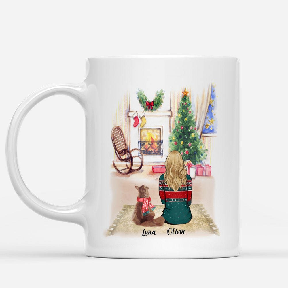 Personalized Mug - Girl and Cats Christmas - Life is better with Cats_1