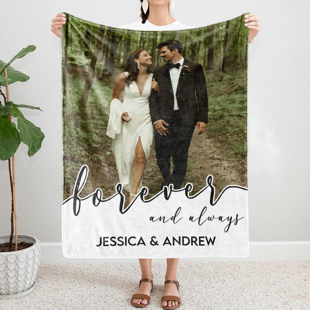 Photo Blanket - Blanket From Photo - Customized Your Photo Blanket - Forever and Always - Couple Photo Gifts, Christmas Gifts For Couple