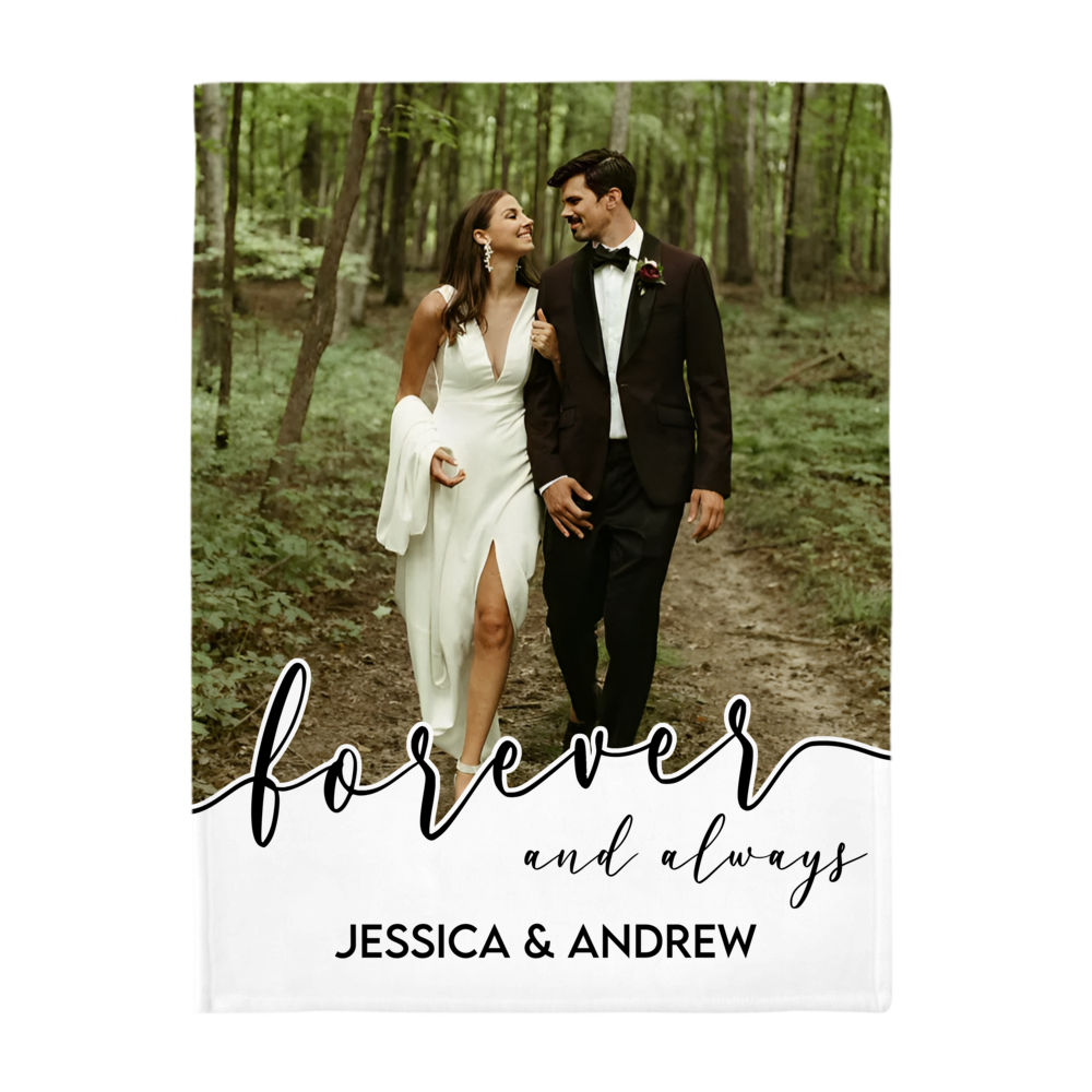 Customized Your Photo Blanket - Forever and Always - Couple Photo Gifts, Christmas Gifts For Couple