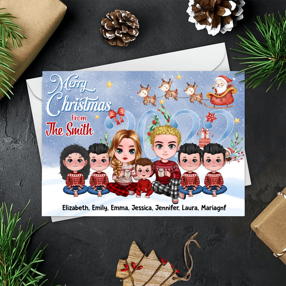Personalized Card - Christmas Card - Adorable Flatcard - Merry Christmas and Happy New Year from the Family_2