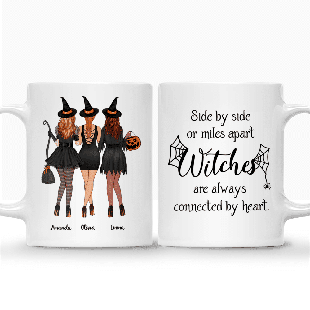 Personalized Mug - Up to 5 Girls - Side by side or miles apart, Witches will always be connected by heart_3