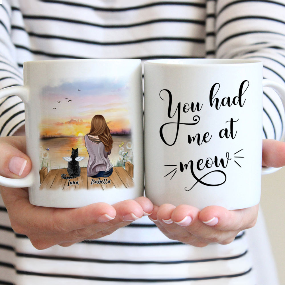 Personalized Mug - Girl And Cats - You had me at Meow