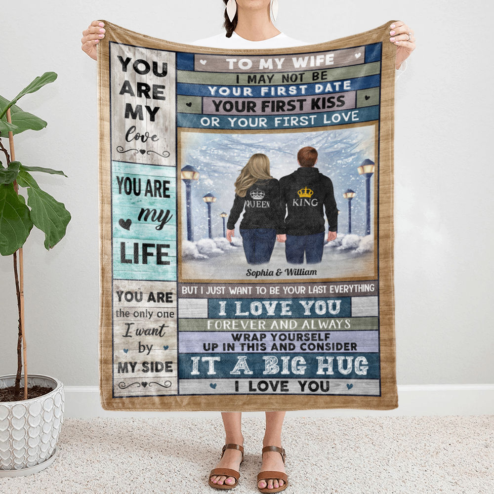 Personalized Blanket - Hoodie Couple - Husband And Wife Blanket - I May Not Be Your First Kiss Your First Date Or Your First Love - Christmas Gifts - Valentine's Gifts For Couples (v3)_2