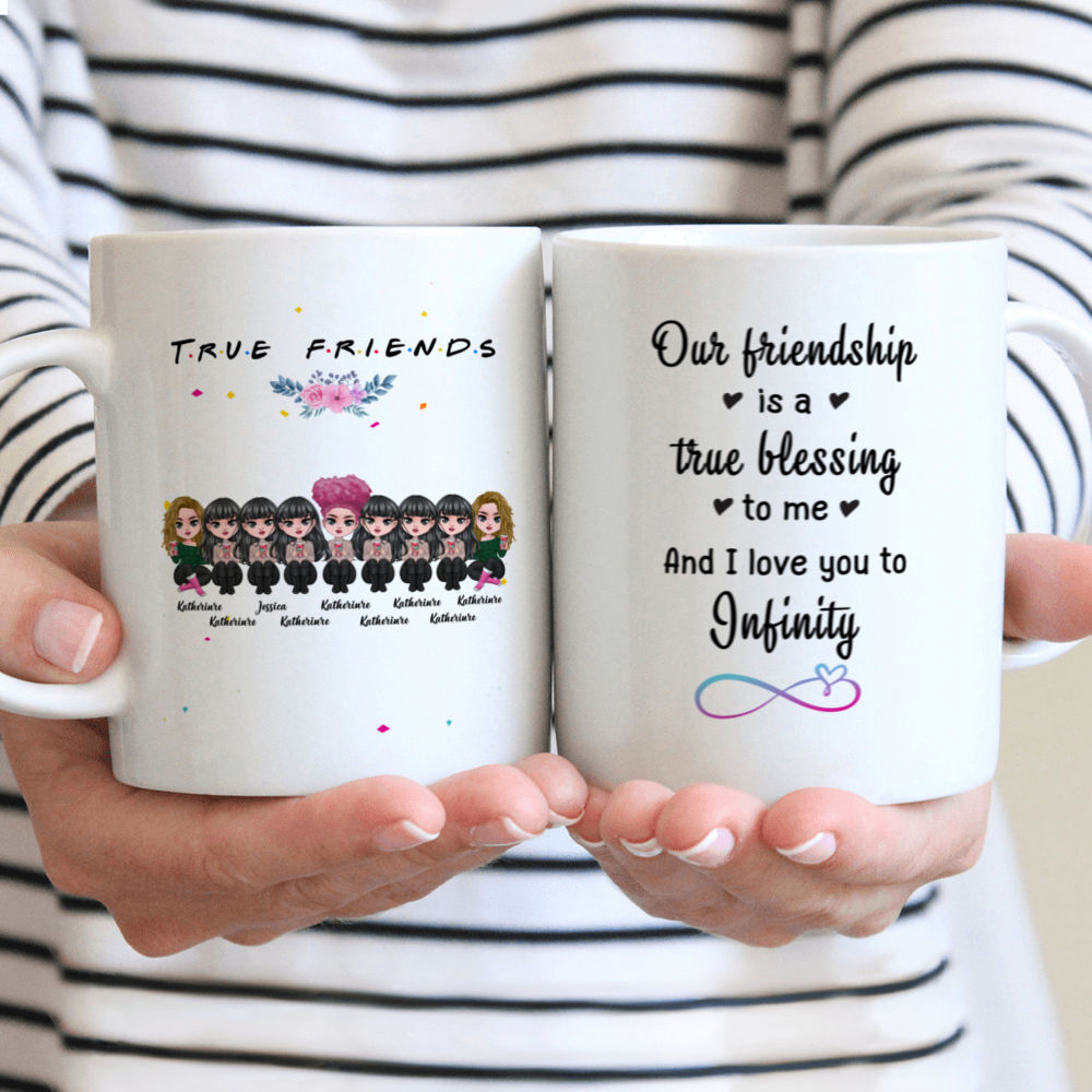 Personalized Mug - Besties Mug - Friends our friendship is a true blessing  to me and I love you to infinity - Merry Christmas