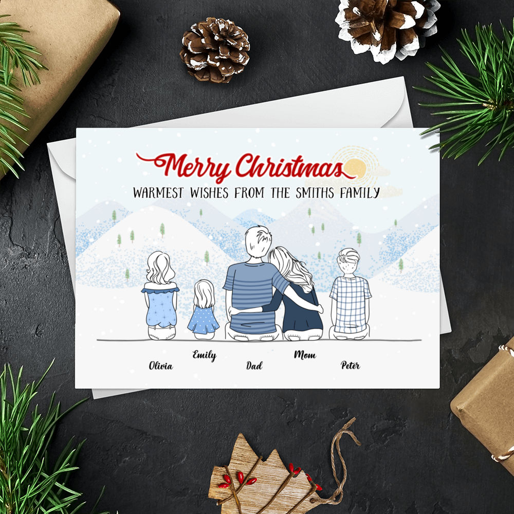 Personalized Card - Family Personalize Postcard - Christmas Gift - Christmas Card - Merry Christmas, warmest wishes from The Smiths family_1