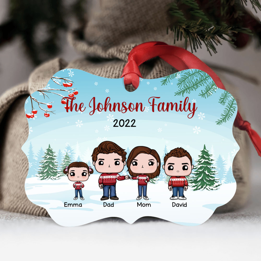 Family Figure - Christmas Ornament - Medallion Ornament - Up to 3 Kids - Family Christmas 2024 (TT0712-2) - Personalized Ornament