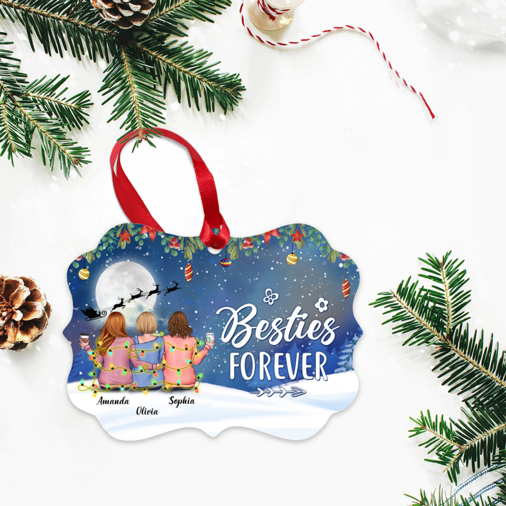 Personalized Ornament - Besties - Christmas Ornament - Medallion Ornament - Besties forever_3