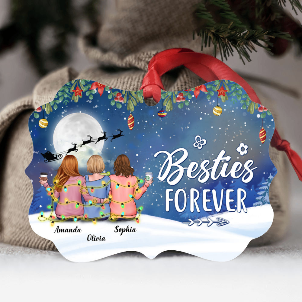 Personalized Ornament - Besties - Christmas Ornament - Medallion Ornament - Besties forever_1