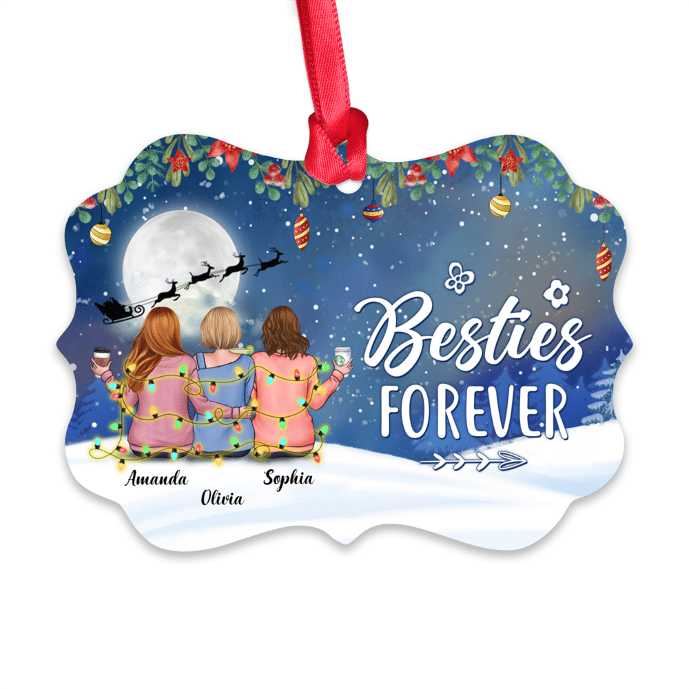 Personalized Ornament - Besties - Christmas Ornament - Medallion Ornament - Besties forever_2